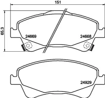 Колодки тормозные дисковые передние Toyota Auris, Avensis, Verso 1.6, 1.8, 2.0 (08-) NISSHINBO NP1119