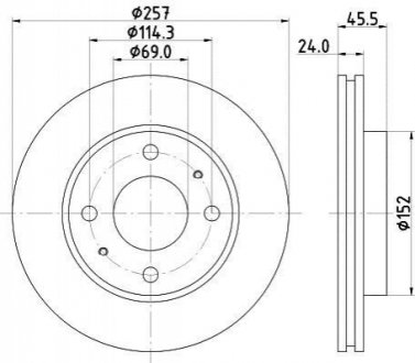 Диск гальмівний передній Hyundai Elantra, Matrix/Kia Cerato 1.4, 1.6 (06-) NISSHINBO ND6044K