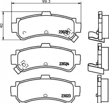 Колодки тормозные дисковые задние Nissan Almera 1.4, 1.6, 2.0 (95-00) NISSHINBO NP2064 (фото 1)