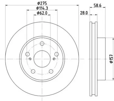 Диск гальмівний передній Toyota Hilux III 2.5, 2.7, 3.0, 4.0 (05-) NISSHINBO ND1055K