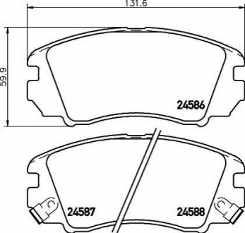 Колодки тормозные дисковые передние Hyundai Sonata, Tucson/Kia Sportage 2.8 (04- NISSHINBO NP6090 (фото 1)