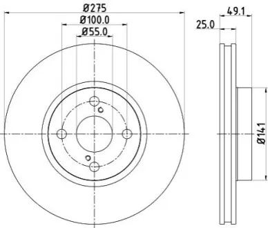 Фото диск гальмівний передній Toyota Corolla 1.4, 1.8, 2.0 (04-07) NISSHINBO ND1016K Диск гальмівний передній Toyota Corolla 1.4, 1.8, 2.0 (04-07) NISSHINBO ND1016K