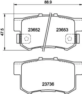 Колодки гальмівні дискові задні Honda Civic 1.4, 1.6, 1.8 (00-05) NIS NISSHINBO NP8001