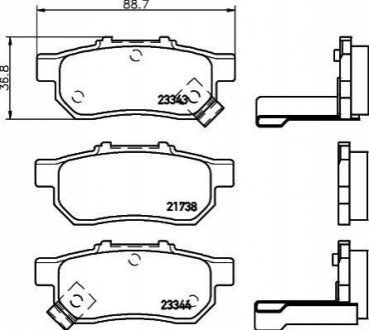 Колодки тормозные дисковые задние Honda Jazz 1.2, 1.3, 1.5, (02-09) NIS NISSHINBO NP8027 (фото 1)