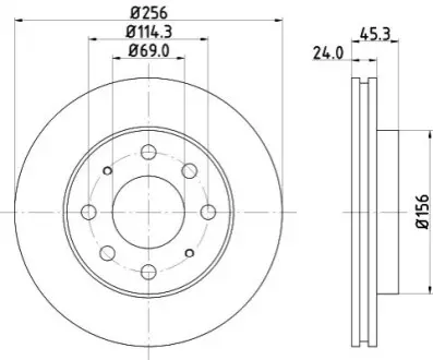 Диск тормозной передний Mitsubishi Galant V, VI 1.8, 2.0 (96-) NISSHIN NISSHINBO ND3011K