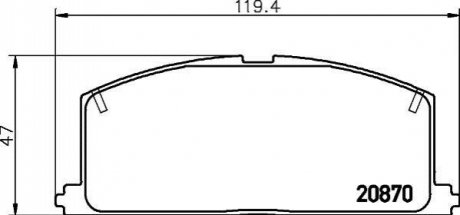 Колодки гальмівні дискові передні Toyota Fortuner, Hilux 2.5, 2.7, 3.0 (05-) (NISSHINBO NP1001