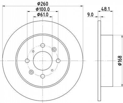 Диск тормозной задний Honda Civic 1.4, 1.5, 1.6, 1.7 (98-05) NISSHINBO ND8009K (фото 1)