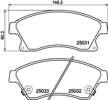 Колодки тормозные дисковые передние Chevrolet Aveo T300, Cruze 1.6, 1.8, 2.0 (12 NISSHINBO NP6048