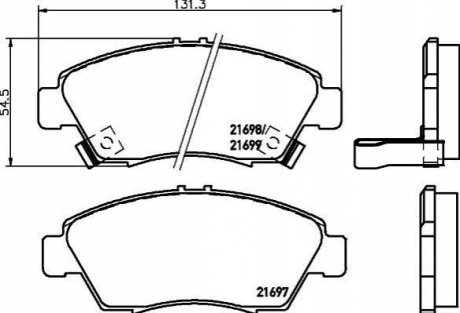 Колодки гальмівні дискові передні Honda Jazz 1.2, 1.3 (02-08), Civic 1.4, 1.6 NISSHINBO NP8002 (фото 1)