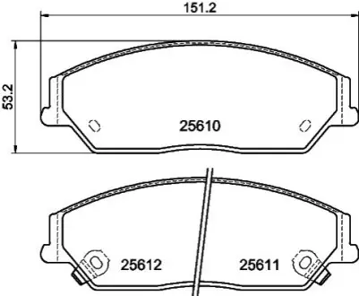 Фото колодки гальмівні дискові передні Toyota Camry 2.0, 2.5 (11-)/BYD M6, S6 2.0, NISSHINBO NP1052 Колодки гальмівні дискові передні Toyota Camry 2.0, 2.5 (11-)/BYD M6, S6 2.0, NISSHINBO NP1052