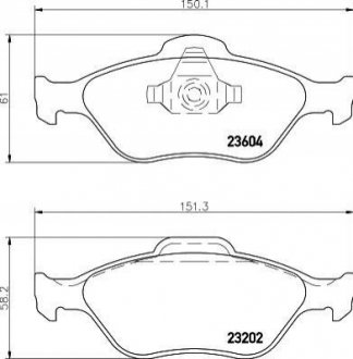 Колодки гальмівні дискові передні Mazda2 1.3, 1.4, 1.6 (03-)/Ford Fusion 1.4, NISSHINBO NP5008