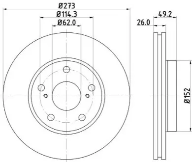 Фото диск гальмівний передній Toyota Auris 1.4, 1.6, 1.8 (07-) NISSHINBO ND1021K Диск гальмівний передній Toyota Auris 1.4, 1.6, 1.8 (07-) NISSHINBO ND1021K