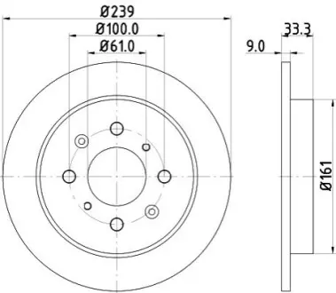 Диск тормозной задний Honda Jazz 1.3, 1.4, 1.5 (08-) NISSHINBO ND8033K