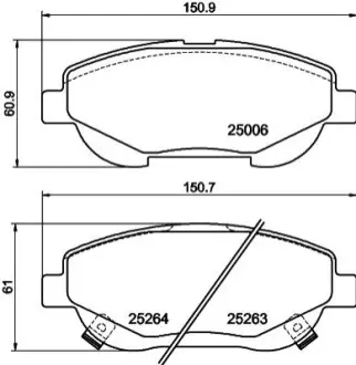 Тормозные колодки TOYOTA Avensis/Verso "F (201012->) "08>> NISSHINBO NP1158