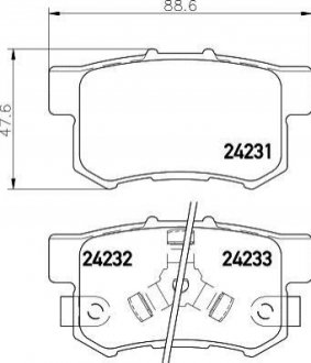Колодки тормозные дисковые задние Honda Accord 2.0, 2.2, 2.4 (02-), Civic VII (01-05)/Suzuki SX-4 1.6. 2.0 (06-) NISSHINBO NP8037 (фото 1)