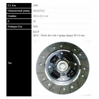 RENAULT диск зчеплення CLIO,MEGANE 95- (181мм. 4 пружини) SASSONE 2096 ST (фото 1)