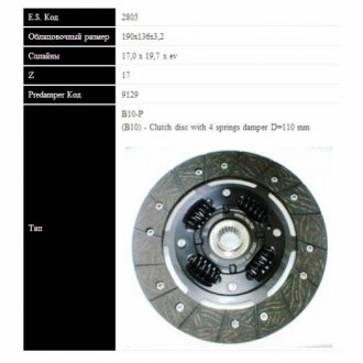 FORD диск зчеплення Escort,Fiesta 1.1 (190мм, 4 пружини) SASSONE 2805 ST (фото 1)