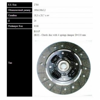VW диск зчеплення GOLF,POLO 1.0-1.3 (190мм, 4 пружини) SASSONE 2784 ST (фото 1)