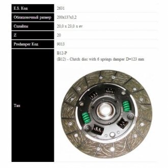FIAT диск зчеплення UNO D -89 200 (200мм, 6 пружин) SASSONE 2631 ST (фото 1)