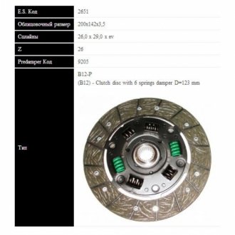 DB диск зчеплення W201 190D (200мм) SASSONE 2651 ST