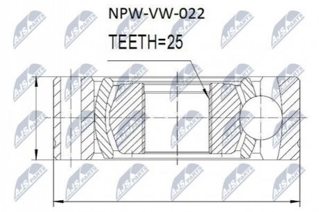 Шарнір рівних кутових швидкостей NTY NPW-VW-022