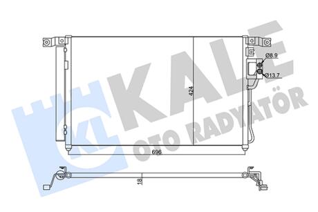KALE HYUNDAI Радиатор кондиционера Santa Fe II 2.2CRDi/2.7 06- KALE OTO RADYATOR 345440