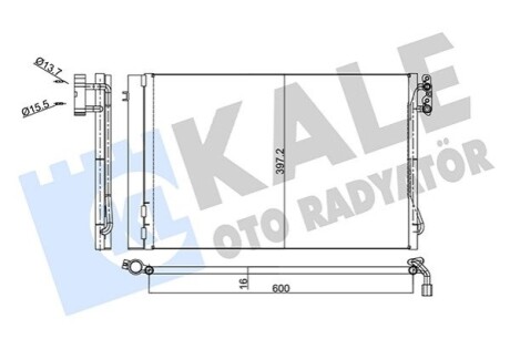 KALE BMW Радіатор кондиціонера 1E81/87,3 E90,X1 E84 KALE OTO RADYATOR 376600