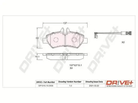 Drive+ - Тормозные колодки к дискам DR!VE+ DP1010.10.0906