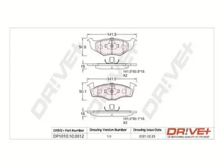 Фото drive+ - Тормозные колодки к дискам DR!VE+ DP1010.10.0812 Drive+ - Тормозные колодки к дискам DR!VE+ DP1010.10.0812