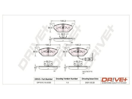 Drive+ - Тормозные колодки к дискам DR!VE+ DP1010.10.0033