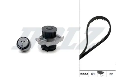 FIAТ К-кт ГРМ (помпа+ремінь + ролик) Doblo 1.2, 1.4 DOLZ KD060