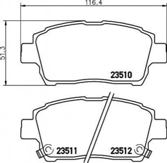 Колодки тормозные дисковые передние Toyota Corolla 1.4, 1.8 (01-07),Prius Hybrid NISSHINBO NP1005 (фото 1)