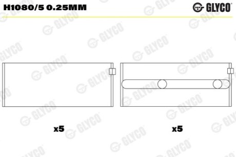 Подшипник коленвала Glyco H1080/5 0.25MM