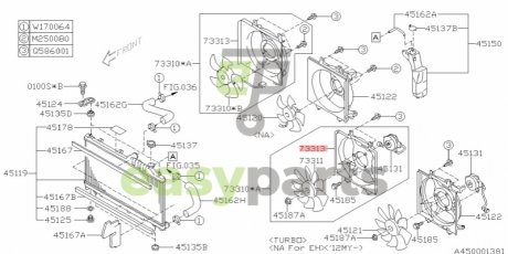 Кожух вентилятора радиатора охлаждения SUBARU 73313FJ001