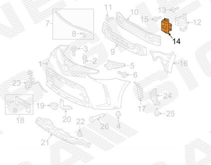 Кронштейн підсилювача переднього бампера Signeda PTY43486D