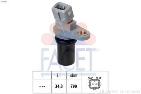 Датчик положения коленвала Smart 451/452 0.7-1.0 i/Turbo/CDi 03-> FACET 9.0641