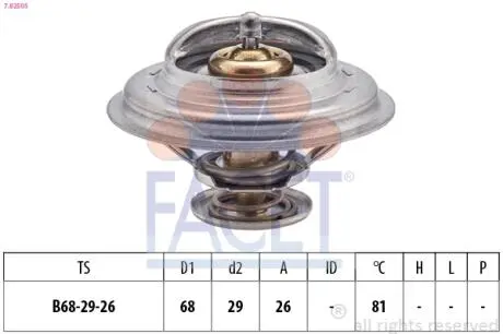 Термостат Renault Trafic/ VW Golf 2.1-2.3 D/TD/i 80- (82 C) FACET 7.8250S