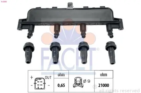 Котушка запалення BERLINGO/C2/C3 I/C3/P206/P307 1.1-1.6 93- FACET 9.6305