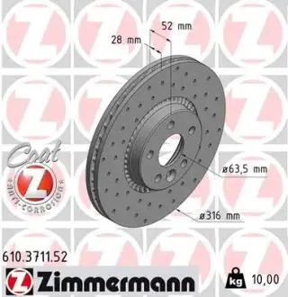 Диск гальмівний ZIMMERMANN 610371152