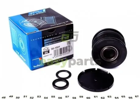 Шків генератора VW T5 1.9/2.5 TDI/Caddy 1.4/1.6i/1.9-2.0 TDI 95-15 IJS GROUP 30-1021