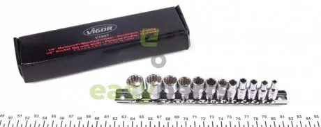 Набір головок SPLINE 1/4" 4-13 мм 12 од. (мультипрофіль, хромовані) VIGOR V1897
