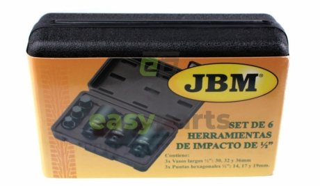 Набір ударних головок та біт 1/2" 14-36 mm 6 од. JBM 52337 (фото 1)