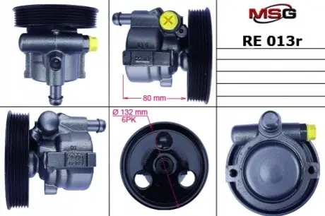 Насос ГУР відновлений DACIA LOGAN 04-;RENAULT MEGANE SCENIC 99-03,RENAULT DUSTER 2011- MSG RE013R