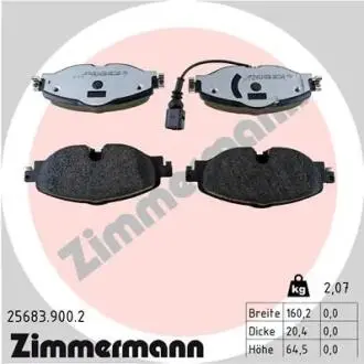 Гальмiвнi колодки дисковi низький рiвень пилу переднi ZIMMERMANN 256839002