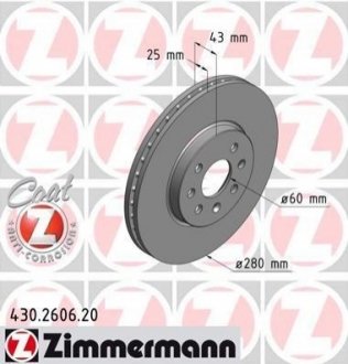 Тормозные диски передние ZIMMERMANN 430260620 (фото 1)