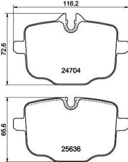 Колодки гальмівні дискові комплект; задн. HELLA 8DB355024921