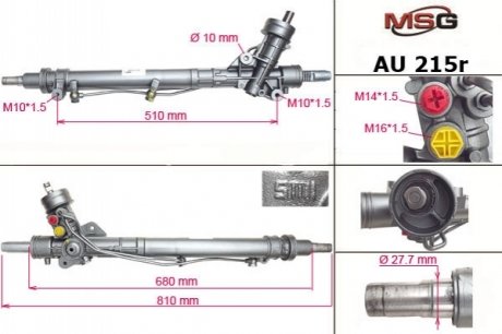 Рульова рейка з ГУР відновлена AUDI A6 01.97-01.05;AUDI A6 Avant 11.97-01.05 MSG AU215R