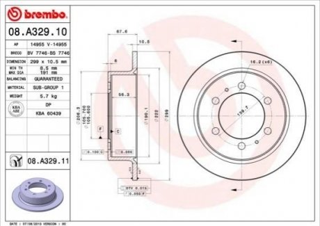 Тормозной диск BREMBO 08.A329.11 (фото 1)