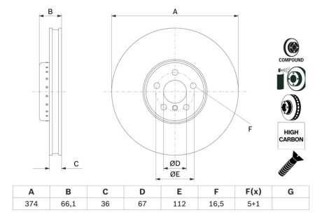 TARCZA HAM BMW 3 G20, 5 G30, G31, 7 G11, G12 2.0, 4.4 07.15- PRZ?D LEWA BOSCH 0 986 479 F60