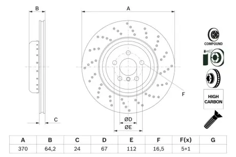 TARCZA HAM BMW 5 G30, F90, G31, 7 G11, G12 2.0-4.4 07.16- TYг PRAWY BOSCH 0 986 479 G13